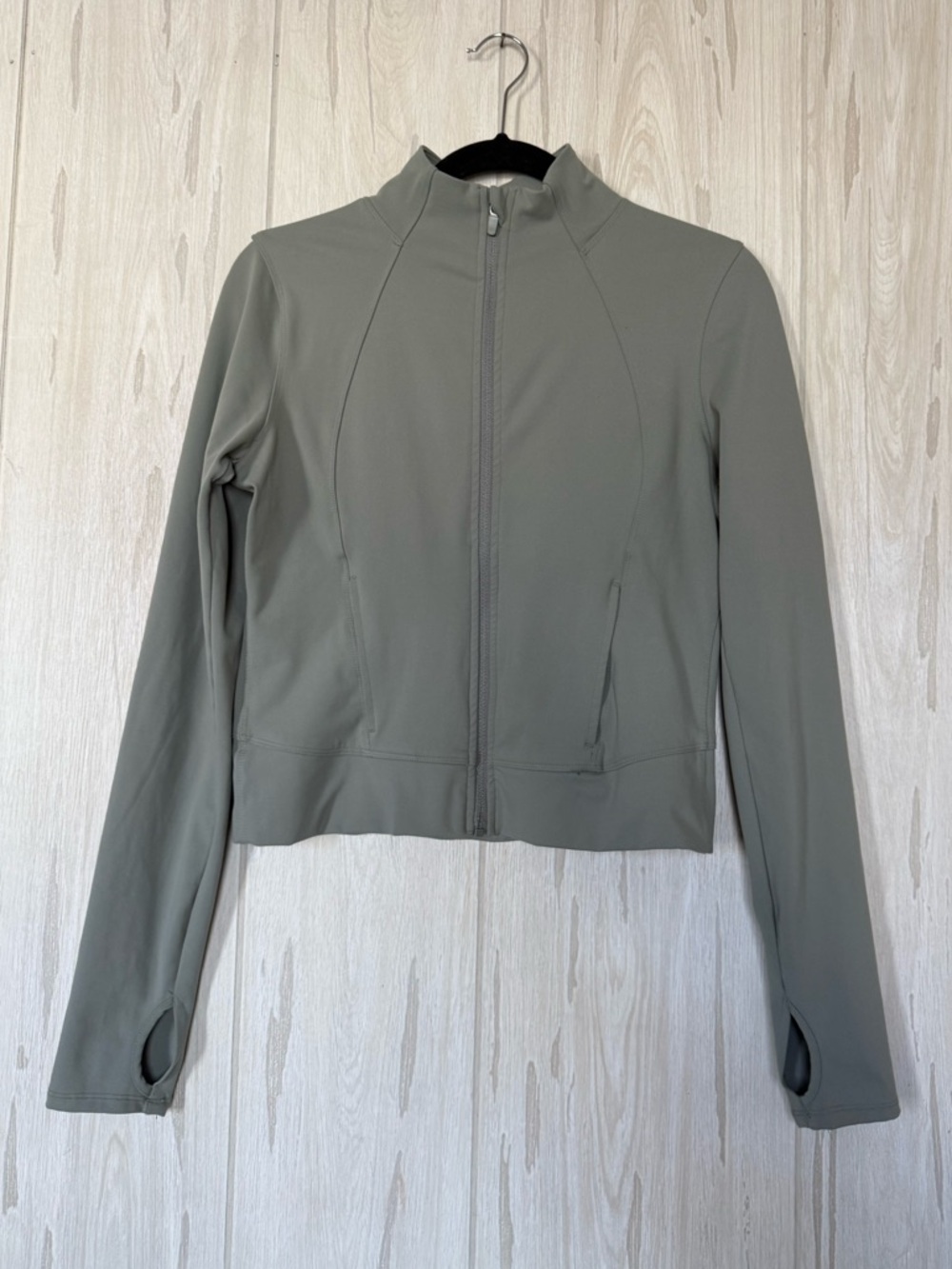 90 Degree By Reflex Sage Green Cropped Workout Zip Ip